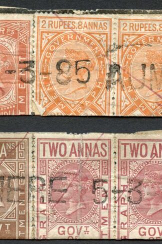 India Telegraph 3 stamps on both sides