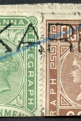 India Telegraph 8a and 1a on piece