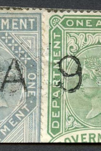 India Telegraph 1r and 1a on piece
