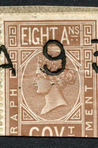 India Telegraph 1r 8a and 2a on piece