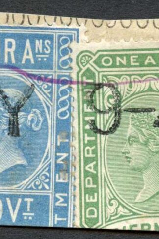India Telegraph 2 stamps on Small part telegraph form