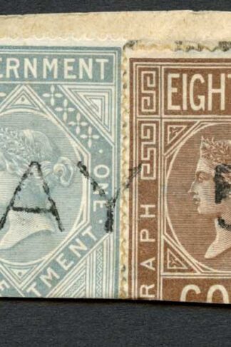 India Telegraph 6 stamps (2 are on the back) on Small part telegraph form