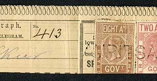 India Telegraph 3 stamps on Small part telegraph form
