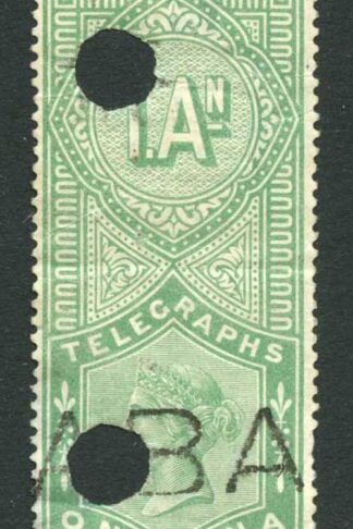India Telegraph SGT42 1a yellowish Green Whole stamp used Cat 45