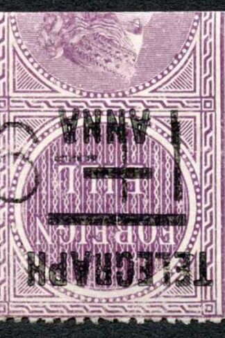 India Telegraph SGT66w 1a on 4a purple Watermark INVERTED Cat 20 pounds