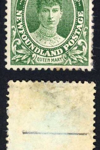 Newfoundland SG117a 1c Blue Green Paper adherence on reverse (tone spots) Cat 25