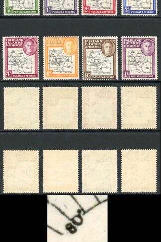 Falkland Dep SGG1a/8a Thick Map Set Variety GAP in 80th Parallel U/M Cat 38.50