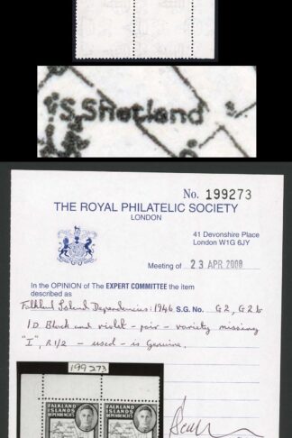 Falkland Dep SGG2b 1d Missing I in CDS Pair Cat 202++ Pounds RPS CERT
