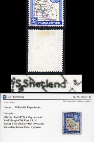 Falkland Dep SGG4b 3d Variety Missing I CDS Used Cat 325 pounds