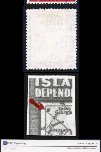 Falkland Dep SGG3aa 2d Variety Extra Island used Cat 375 pounds With Cert