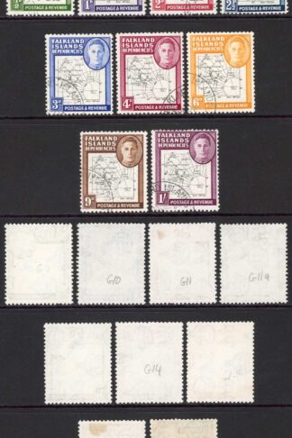 Falkland Dep SGG9/16 Thin Map Set of 9 CDS Used Cat 110 pounds