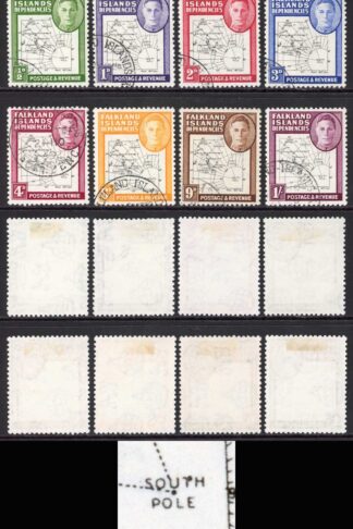 Falkland Dep SGG9a/16a Thin Map Dot in T Set Fine Used Cat 379 pounds