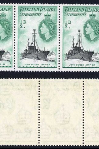 Falkland Dep SGG26a 1/2d DLR Strip of Four (1 x U/M) Cat 40 pounds