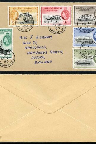 Falkland Dep 1/2d to 3d on Cover with HOPE BAY Postmarks