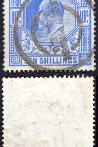 SG319 KEVII 10/- Blue Somerset House Fine used Cat 600 pounds