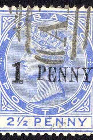 Trinidad and Tobago SG29a 1d on 2 1/2d Figure further from word Cat 90 pounds