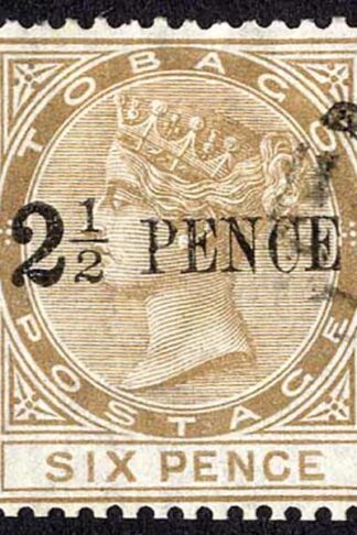 Trinidad and Tobago SG13 2 1/2d on 6d fine used Cat 100 pounds