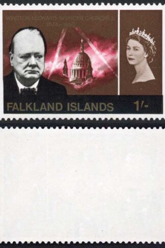 Falkland Is SG225w 1/- Churchill Wmk INVERTED U/M Cat 100 pounds