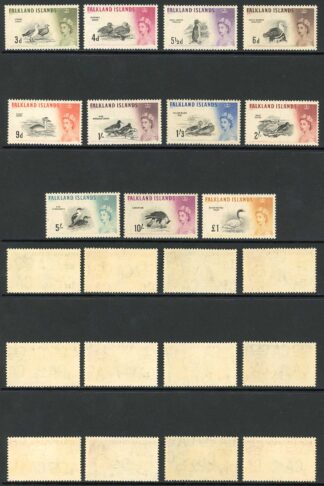 Falkland Is SG193/207 1960 Birds Set of 15 U/M (paper a little yellow) Cat 170