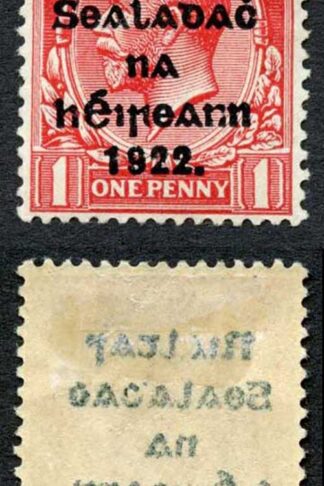 Ireland SG31 1d Overprint OFFSET on reverse Fine M/M