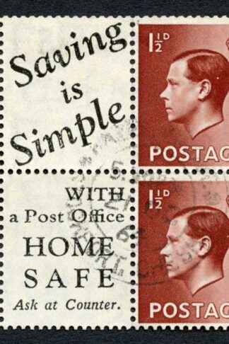 KEVIII PB(14) 1 1/2d Advert Saving is simple/Home Safe used Scarce