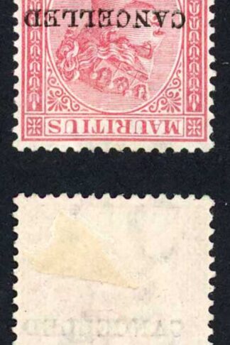 Mauritius SG79w 1/2d on 10d rose Wmk INVERTED Opt CANCELLED