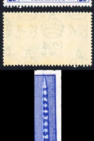 Mauritius SG251a 20c Line Through Sword U/M (toned) Cat 90 pounds