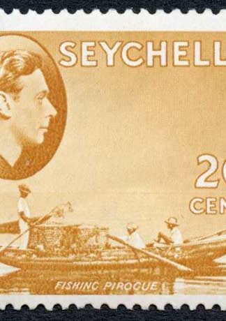 Seychelles SG140ab 20c Chalky Handkerchief Flaw M/M Cat 600 pounds