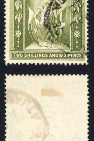 Malta SG87 2/6 Olive-green Wmk Mult Crown CA Cat 80 pounds
