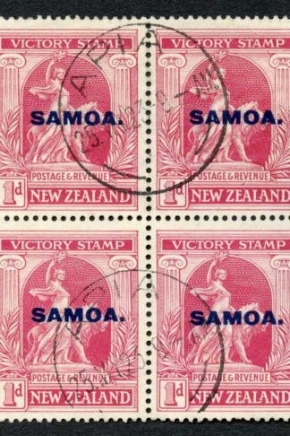 Samoa SG144 1d Block of Four Fine used Cat 96++ pounds
