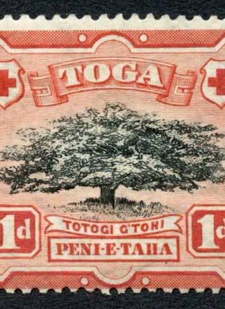 Tonga SG39b 1d variety Looped Branch M/M (brown gum) Cat 150 pounds