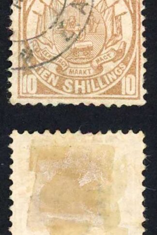 Transvaal SG186a 10/- Yellow-brown (creased) Unpriced in SG