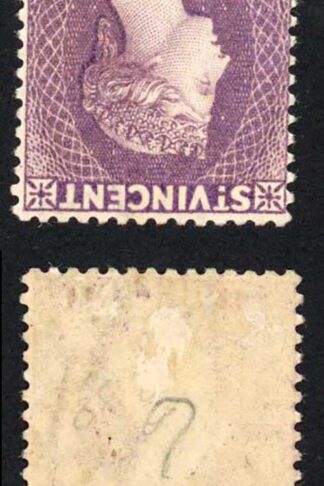 St Vincent SG52s 6d Violet opt SPECIMEN Wmk INVERTED M/M