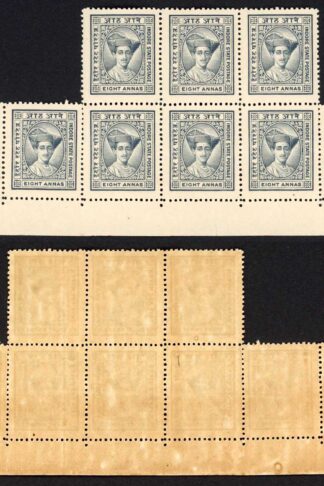 Indore SG27 8a Slate-Grey Irregular U/M Block of 9 Cat 126++ pounds