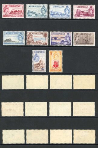Gibraltar SG145/58 1953 Set of 14 (except 4d which is m/m) U/M  Cat 190 pounds