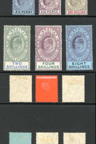 Gibraltar SG46/54 Set to 8/- (no pound) Wmk Crown CA M/M Cat 682.50 pounds