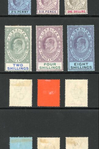 Gibraltar SG46/54 Set to 8/- (no pound) Wmk Crown CA M/M Cat 682.50 pounds