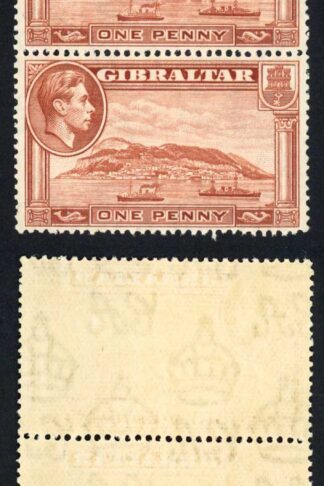 Gibraltar SG122 1d Yellow-brown Perf 14 STRIP of 3 U/M Cat 90 pounds