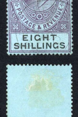 Gibraltar SG54 KEVII 8/- wmk Crown CA (Corner Crease) Cat 225 pounds
