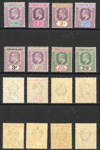 Leeward Is SG20-27 Wmk Crown CA Set to 2/6 (no 5/-) M/M Cat 82 pounds
