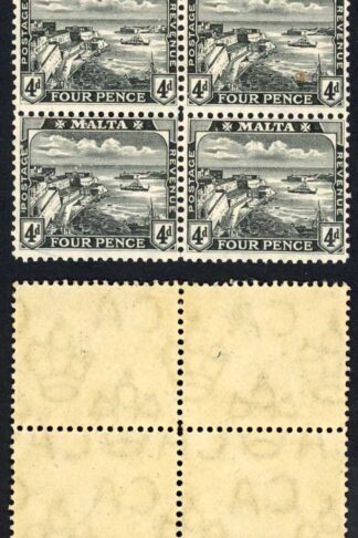Malta SG79a 4d Grey-black U/M Block Cat 180++ pounds