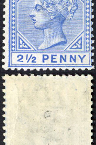 Antigua SG27a 2 1/2d Wmk Crown CA Variety Large 2 with Slanting Foot Cat 180 po