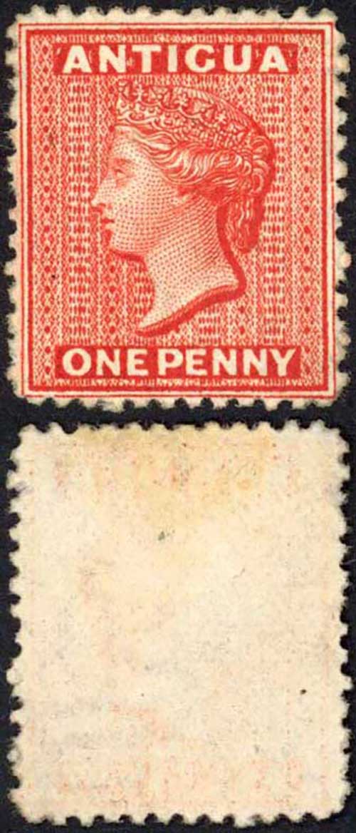 Antigua SG13 1d Wmk Crown CC Perf 12.5 Mint no gum Cat 200 pounds