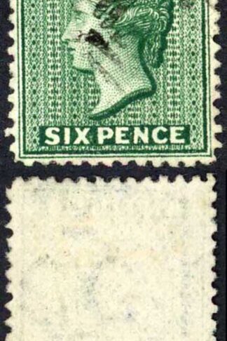 Antigua SG15w 6d Blue green Wmk Crown CC Wmk INVERTED Cat 120 pounds