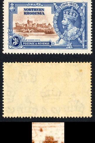 Northern Rhodesia SG20g 3d Dot to left of Chapel U/M tone patch Cat 425 pounds