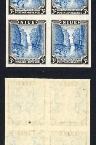 Niue SG122 3/- IMPERF BLOCK of FOUR U/M