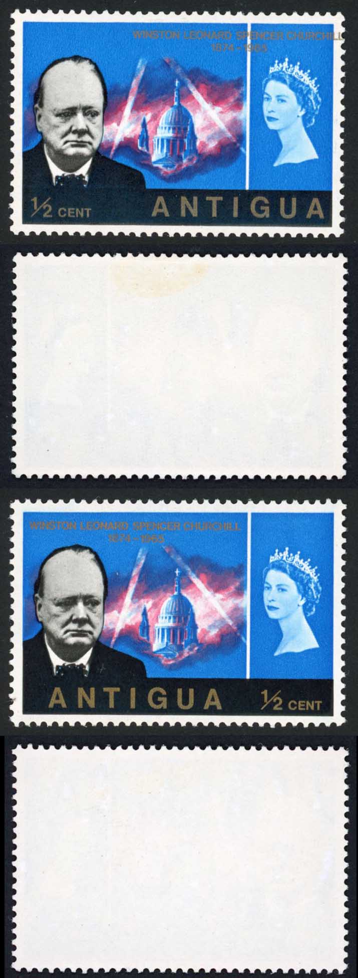 Antigua SG170 1/2c Antigua Value at the left instead of right M/M RARE