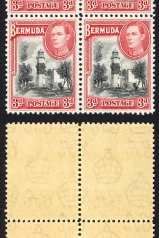 Bermuda SG114 3d Black and rose red Block U/M (gum a little brown) Cat 200