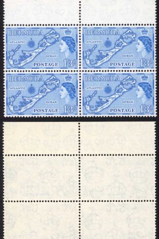 Bermuda SG145bc 1/3 Bright Blue Die II U/M Block Cat 100 pounds