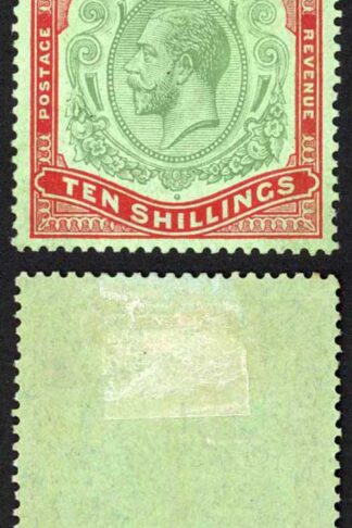 Bermuda SG92 10/- Green and red/Pale emerald M/M Cat 140 pounds